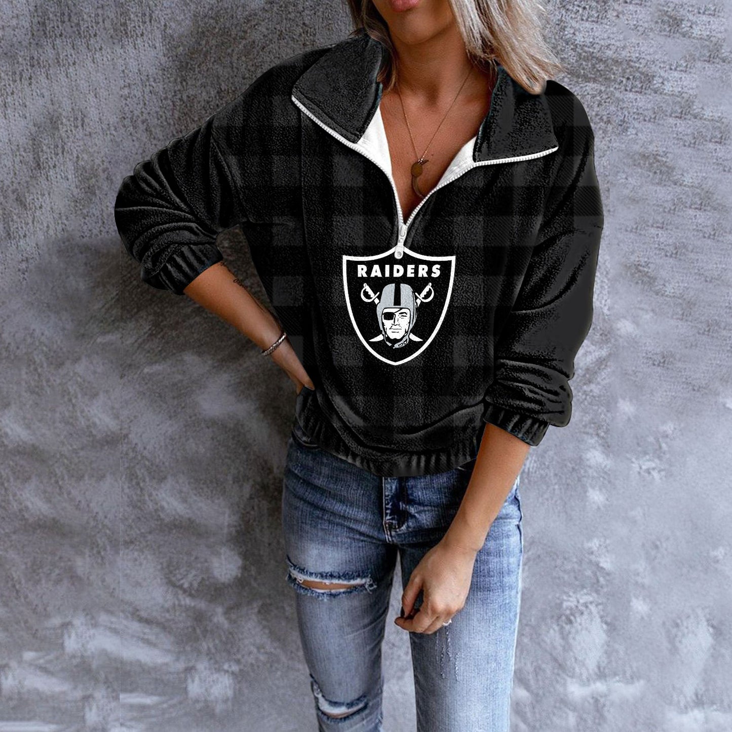 Unisex Plaid Quarter Zip Sweatshirt