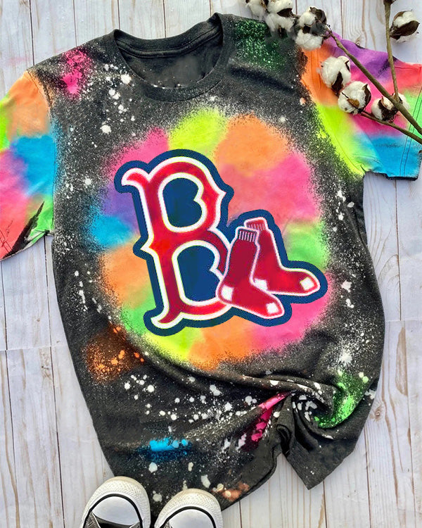 Boston Red Sox Tie-dye Round Neck T Shirt