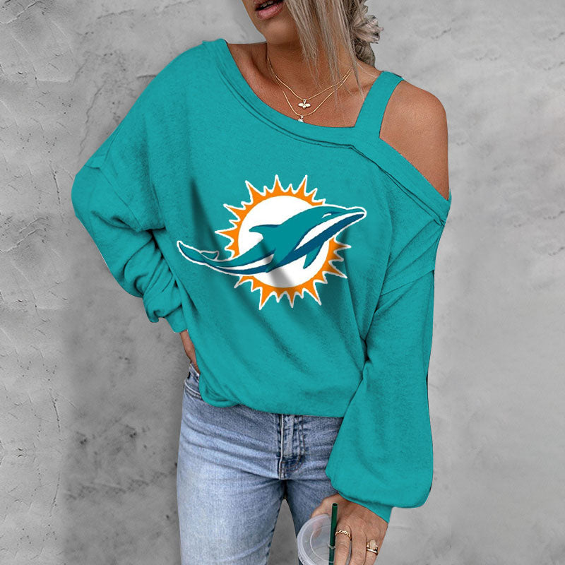 ASYMMETRICAL NECK SHIFT CASUAL LONG SLEEVE TOP