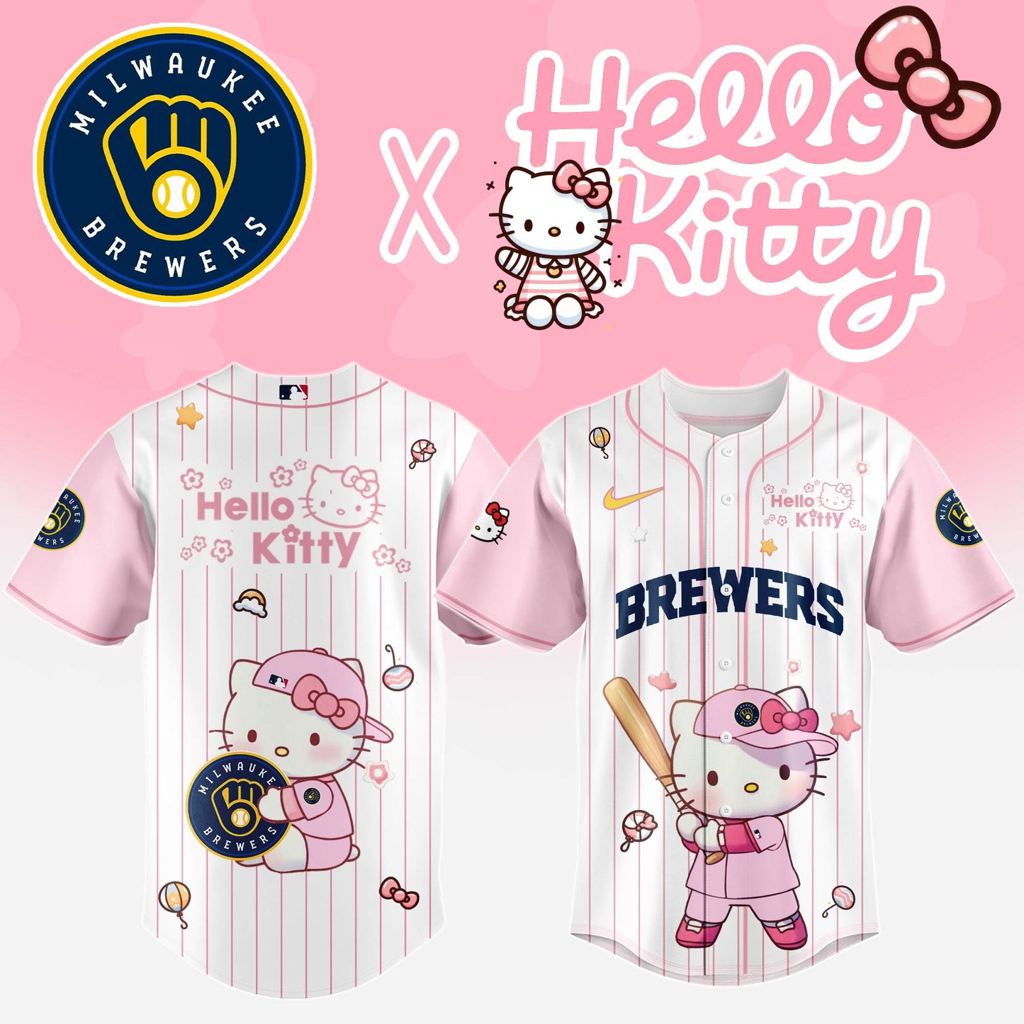 Milwaukee Brewers x Hello Kitty Night 2025 Baseball Jersey Editions Limited