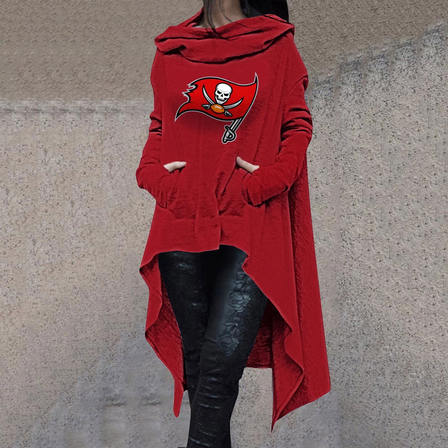 Fashionable Print Irregular Long Sleeve Sweatshirt