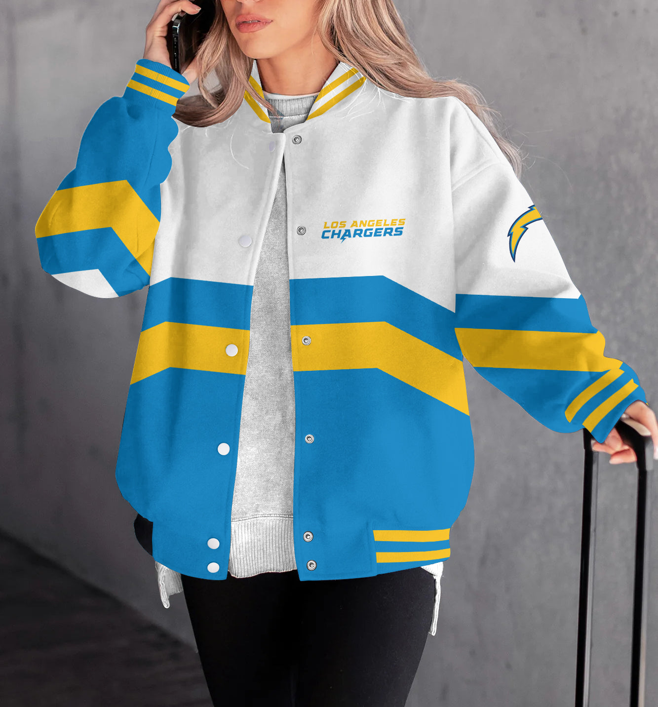 Los Angeles Chargers Women's Long Pass Full- Snap Casual Jacket