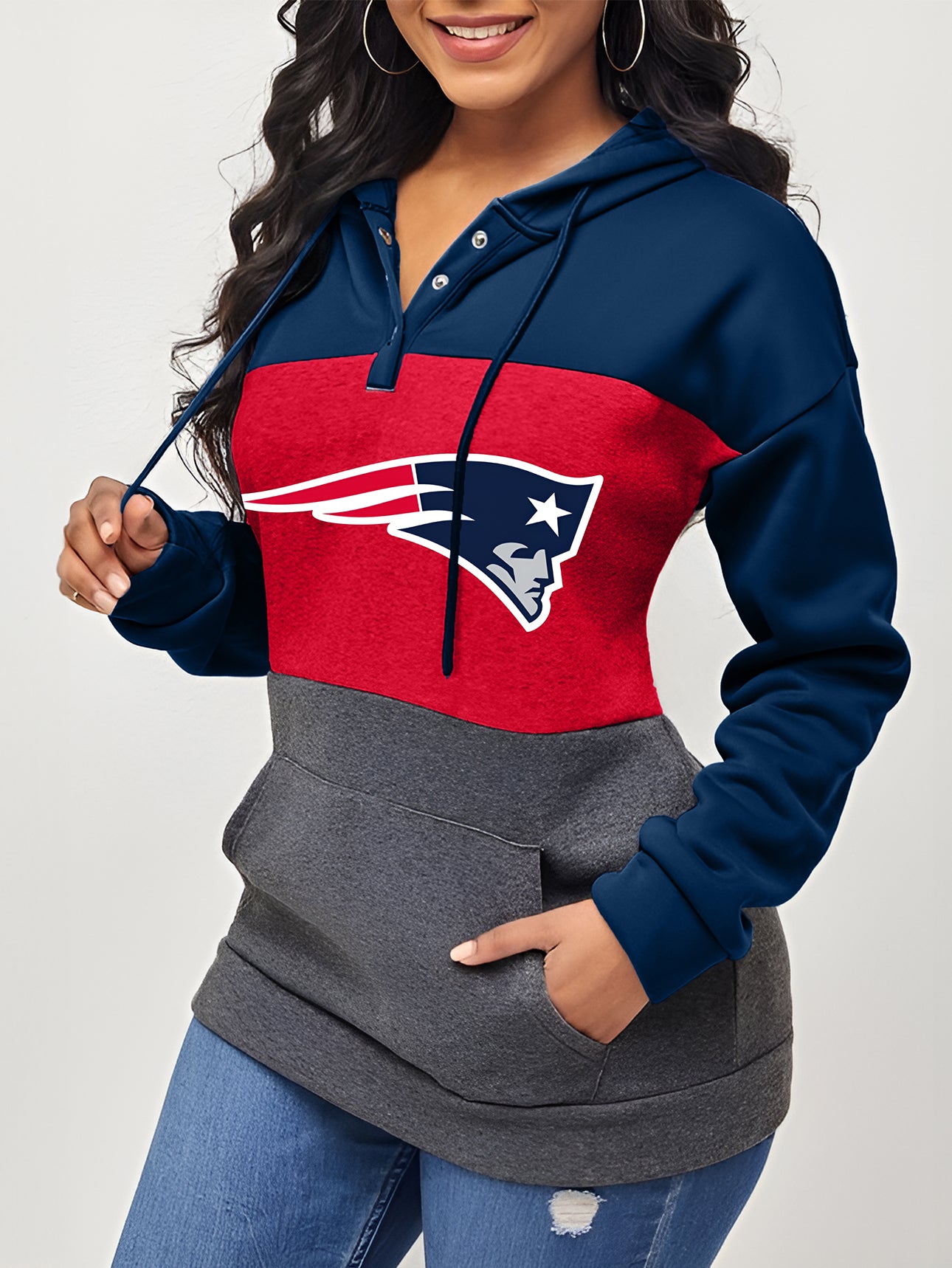 Women's Colorblock Drawstring Hoodie
