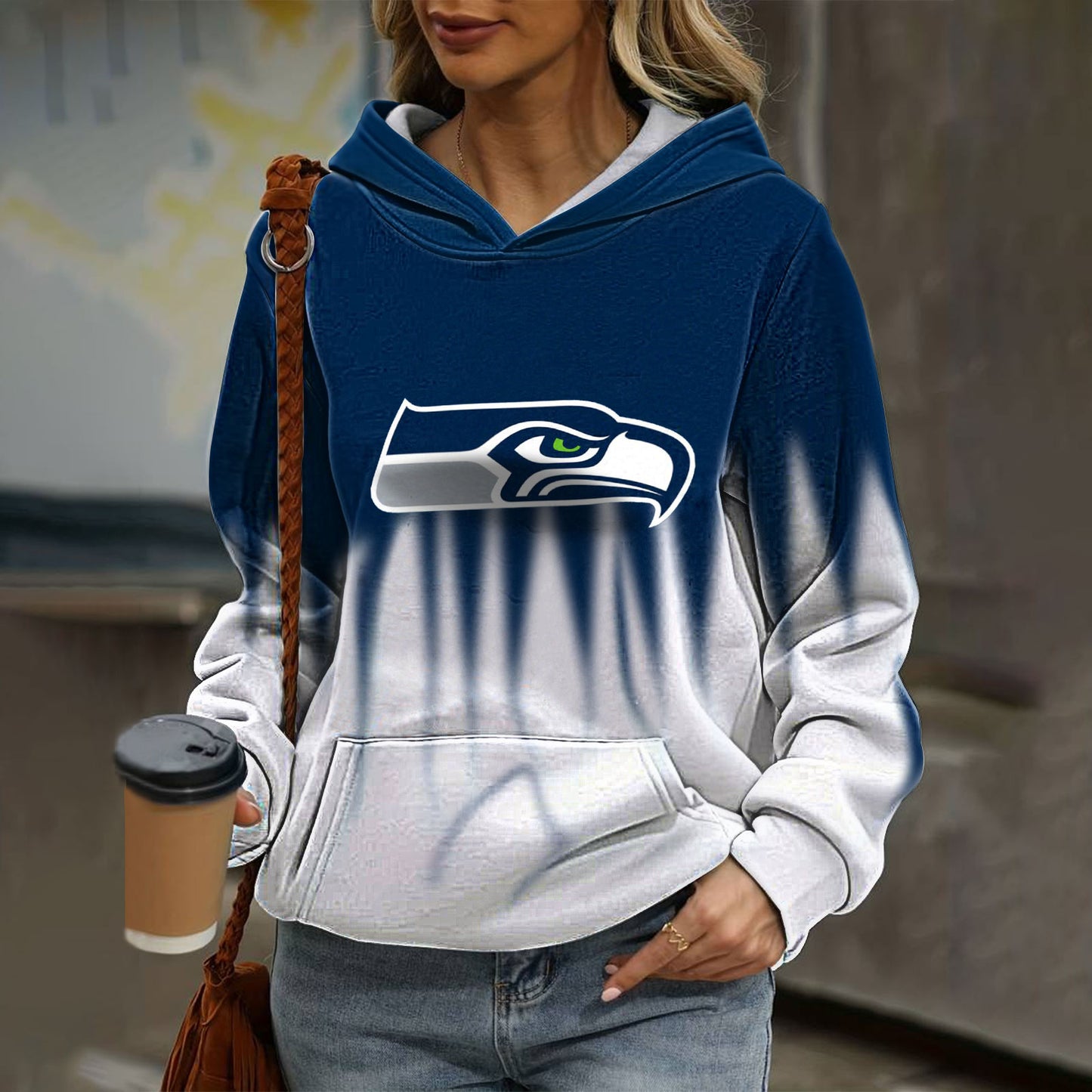 Casual loose contrast printed Hoodie