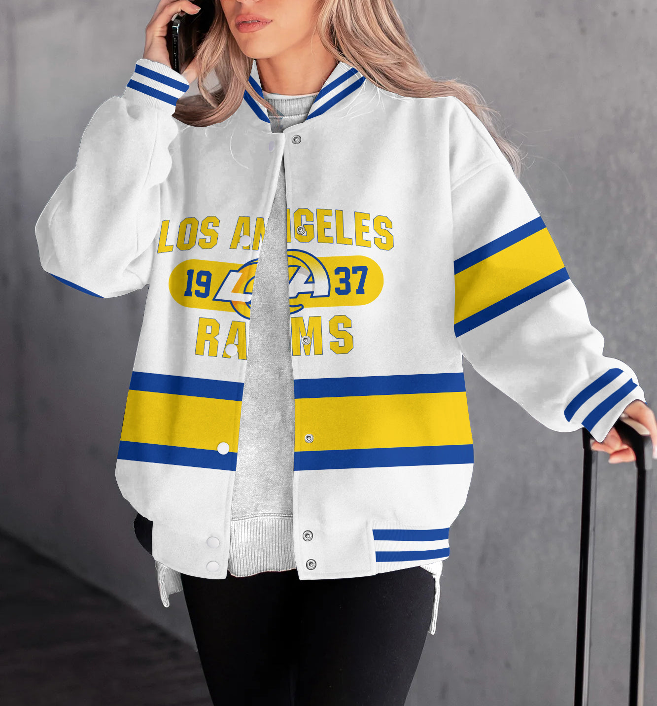 Los Angeles Rams Women's Long Pass Full- Snap Casual Jacket