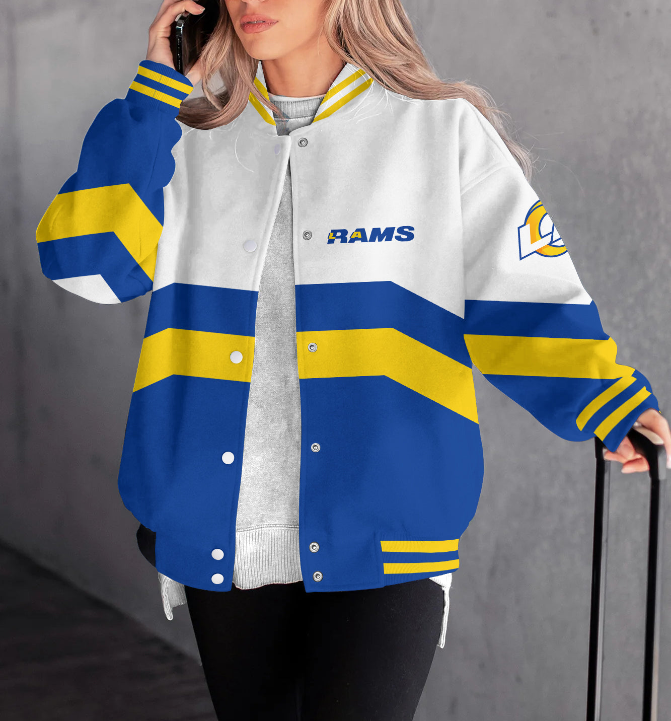 Los Angeles Rams Women's Long Pass Full- Snap Casual Jacket