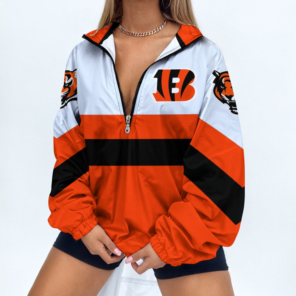 Women's Print V Neck Zipper Sweatshirt Jacket