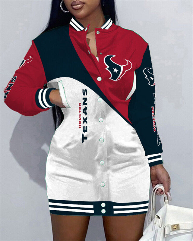 Houston Texans
Limited Edition Button Down Long Sleeve Jacket Dress