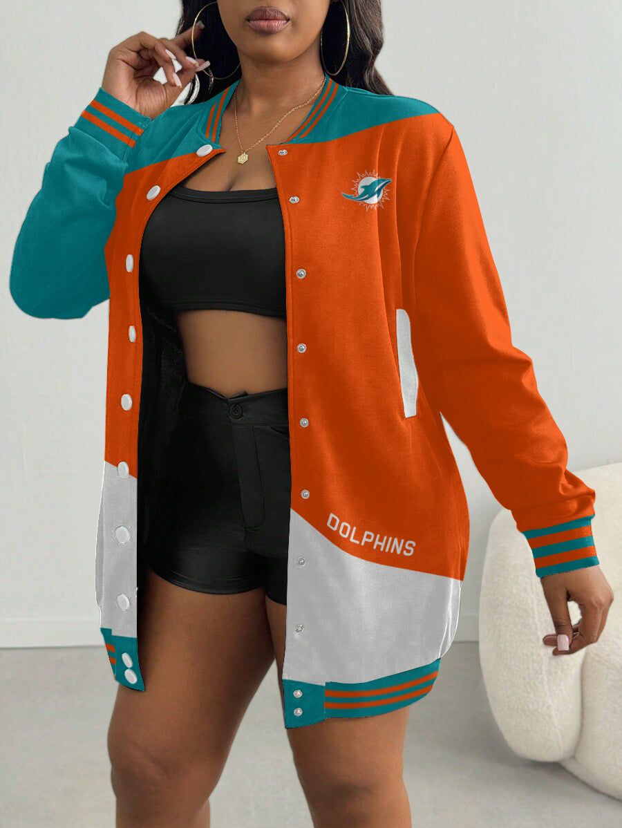 Miami Dolphins Women's Limited Edition Button Down Long Sleeve Jacket Dress