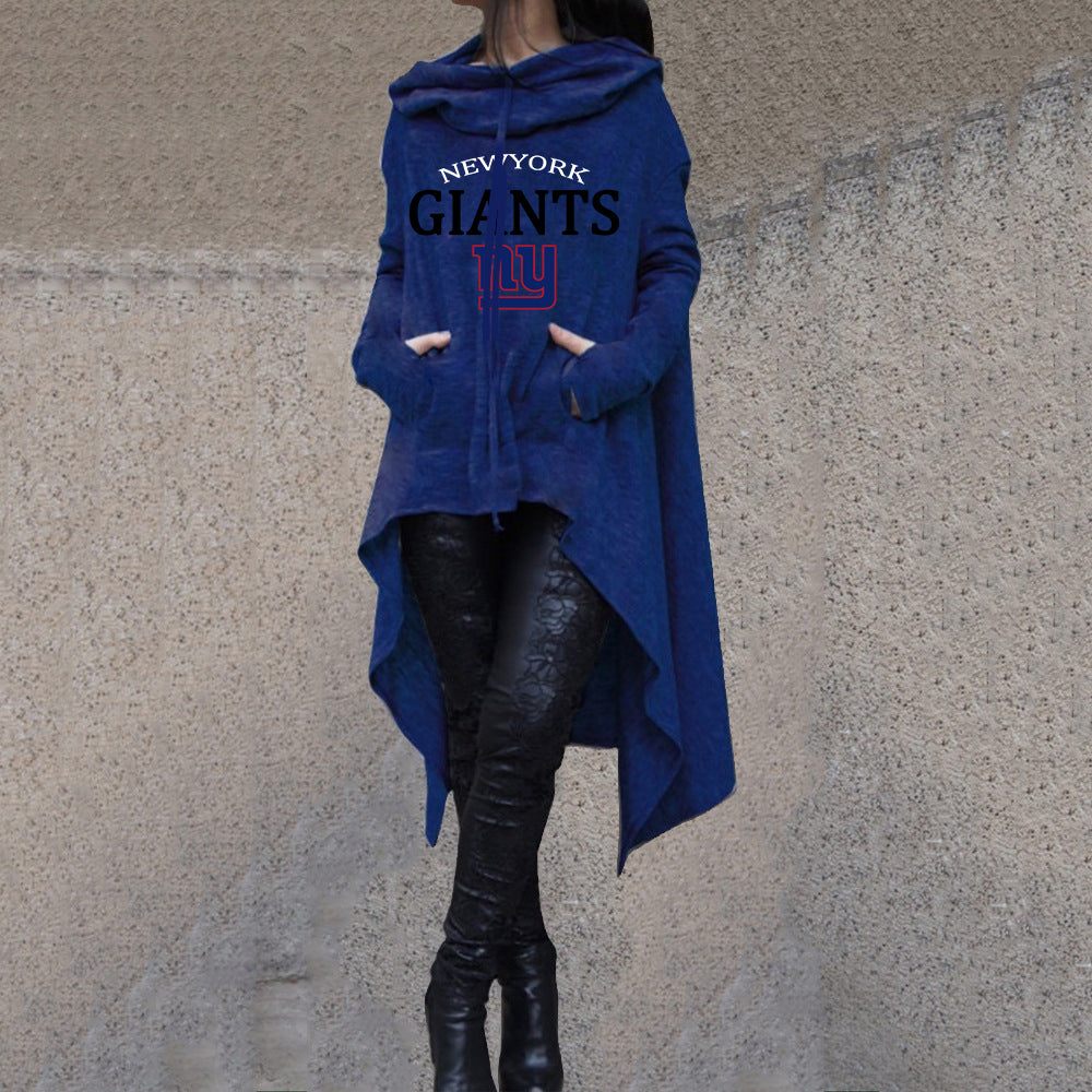 Fashionable Print Irregular Long Sleeve Sweatshirt