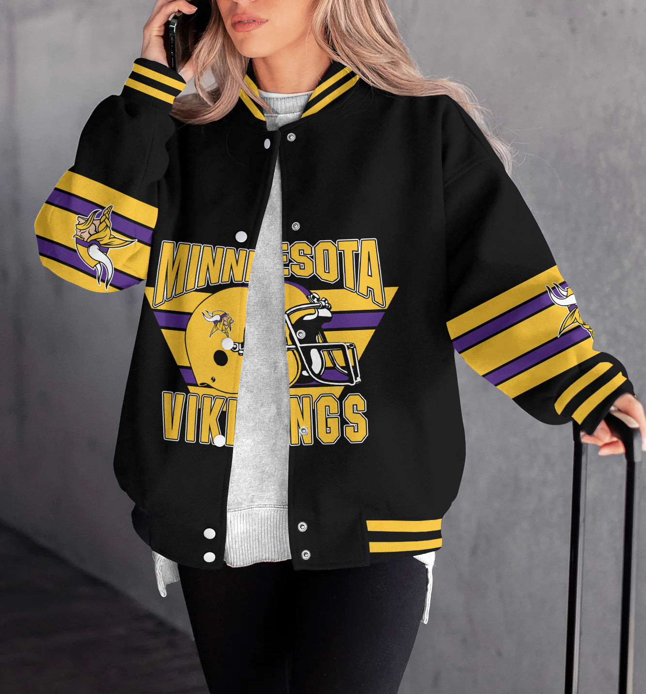 Minnesota Vikings Women's Long Pass Full- Snap Casual Jacket