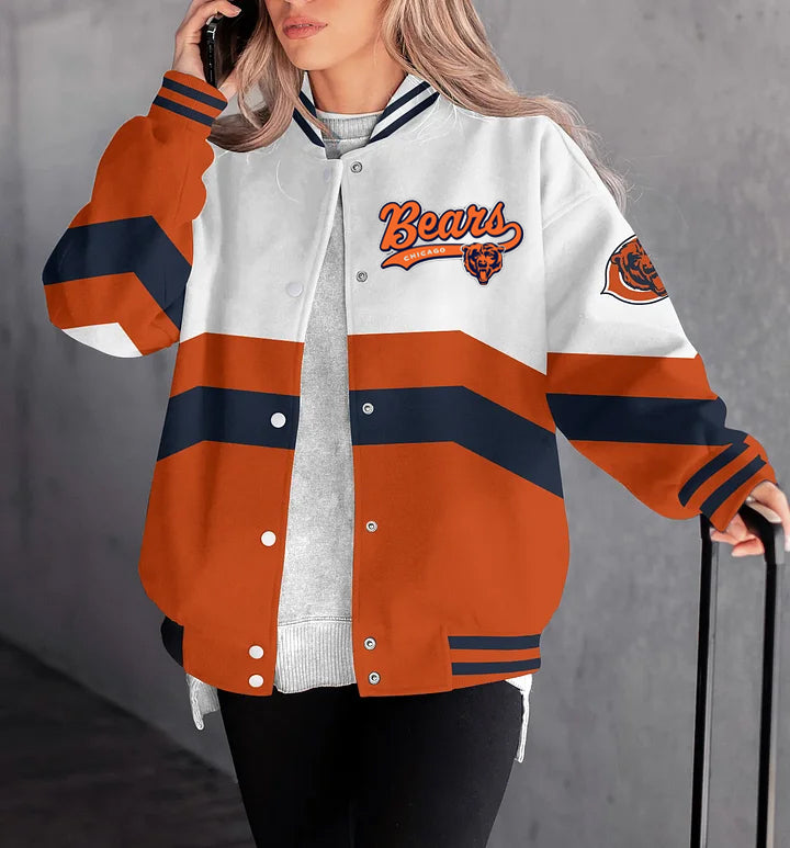 Chicago Bears Women's Long Pass Full- Snap Casual Jacket