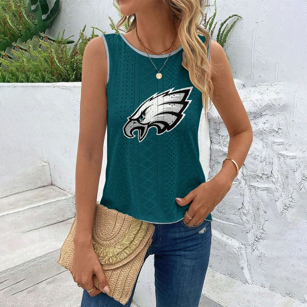 Eagles Cut Out Wrap Cross Wrap Back Asymmetrical Beach Tank Top