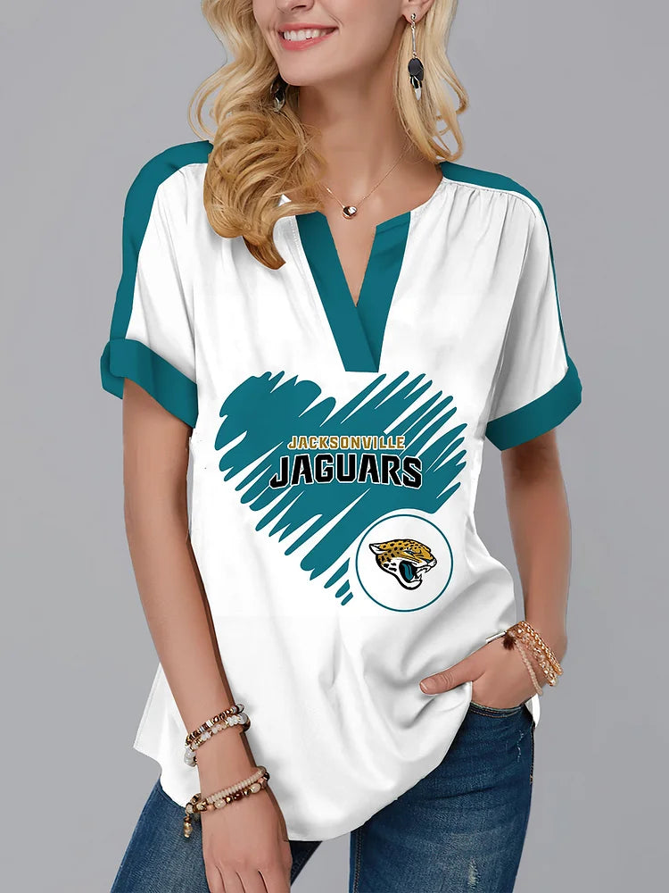 Jacksonville Jaguars Fashion Short Sleeve V-Neck Shirt