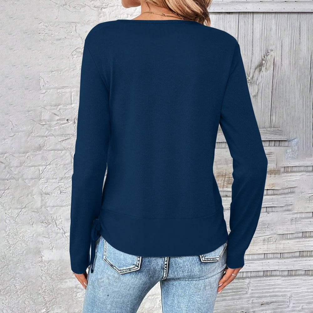 Contrast draped side drawstring T-shirt