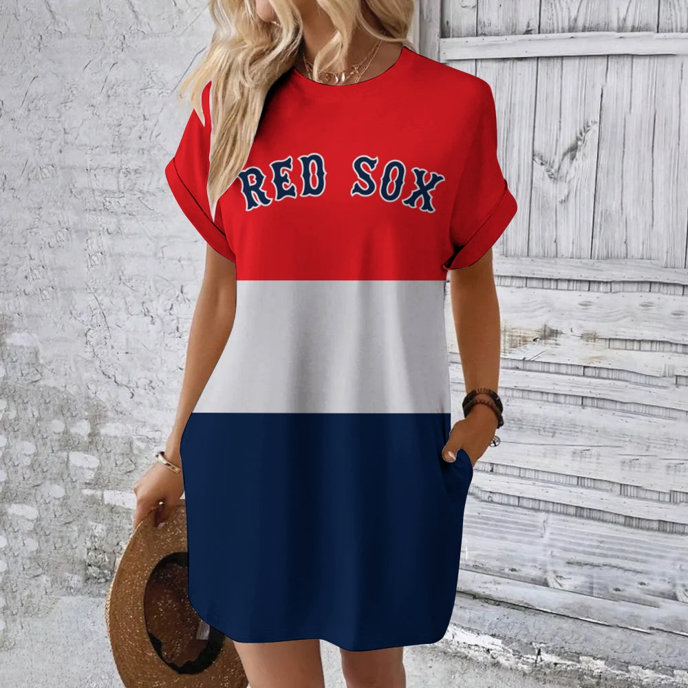 Boston Red Sox Hidden Pocket Short Sleeve Tee Dress
