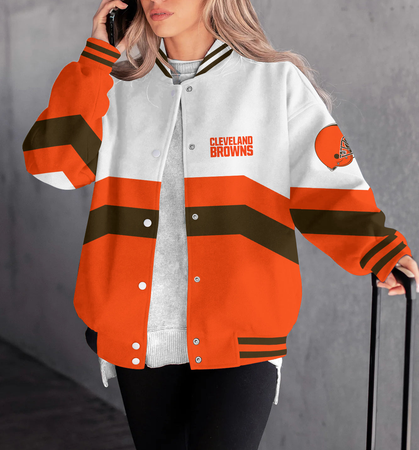 Cleveland Browns Women's Long Pass Full- Snap Casual Jacket