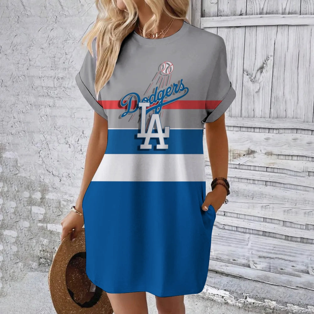 Dodgers Hidden Pocket Short Sleeve Tee Dress
