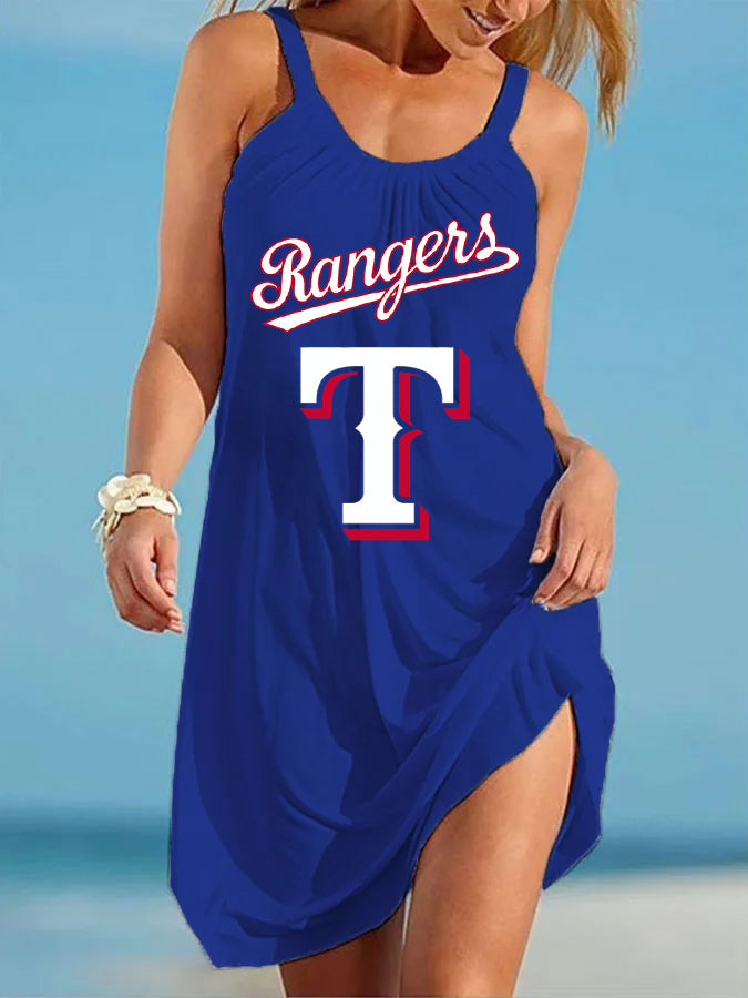 Texas Rangers Round neck sleeveless printed dress