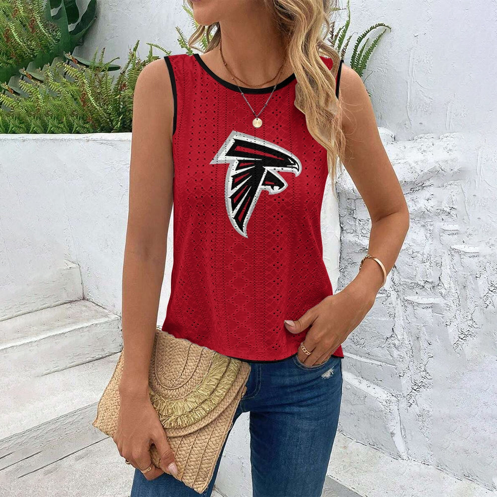Atlanta Falcons Cut Out Wrap Cross Wrap Back Asymmetrical Beach Tank Top