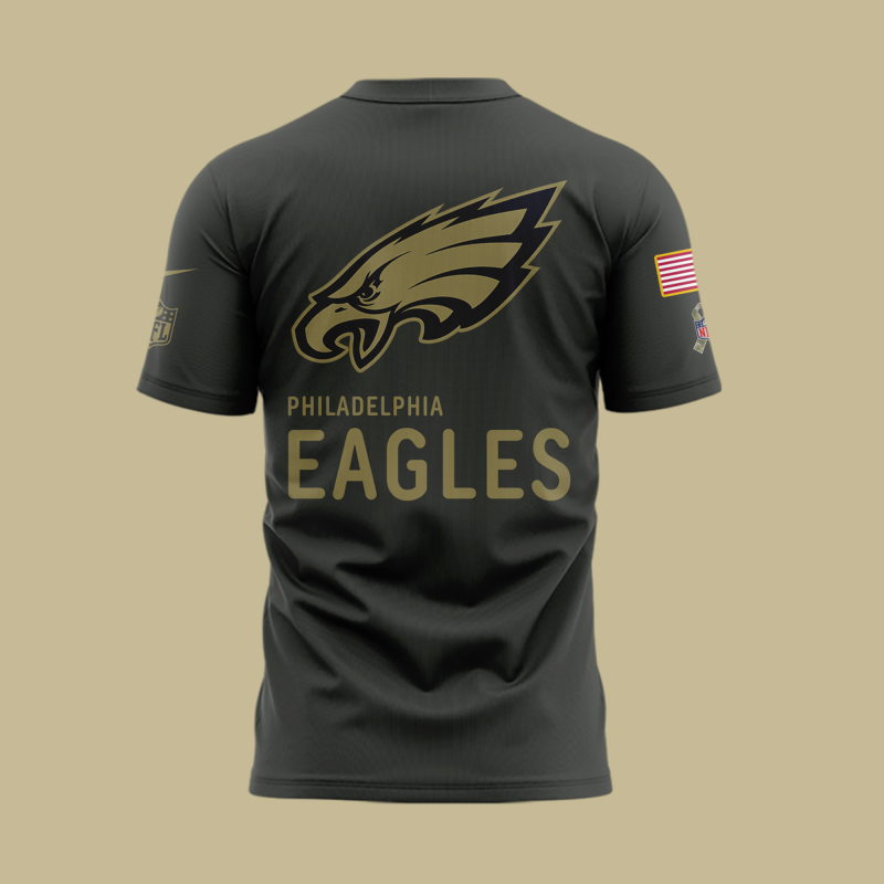 Philadelphia Eagles Salute to Service Sideline 2025 T Shirt Custom NAME