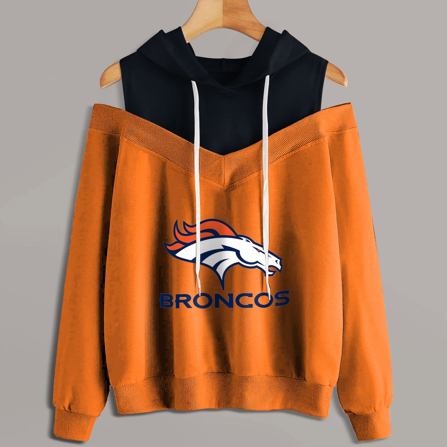 2 In 1 Colorblock Cold Shoulder Hoodie