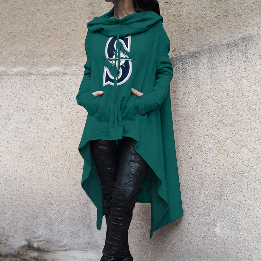 Fashionable Print Irregular Long Sleeve Sweatshirt