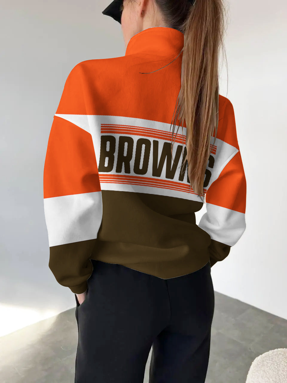 Cleveland Browns 2025 New Design Casual Snap Mockneck Pullover