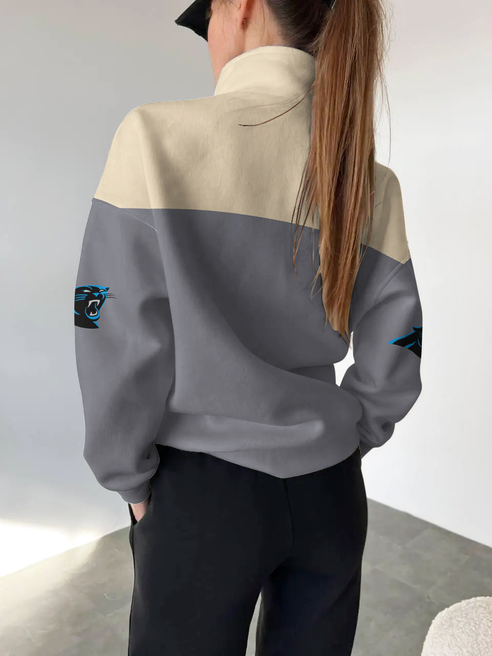 Carolina Panthers 2025 New Design Casual Snap Mockneck Pullover