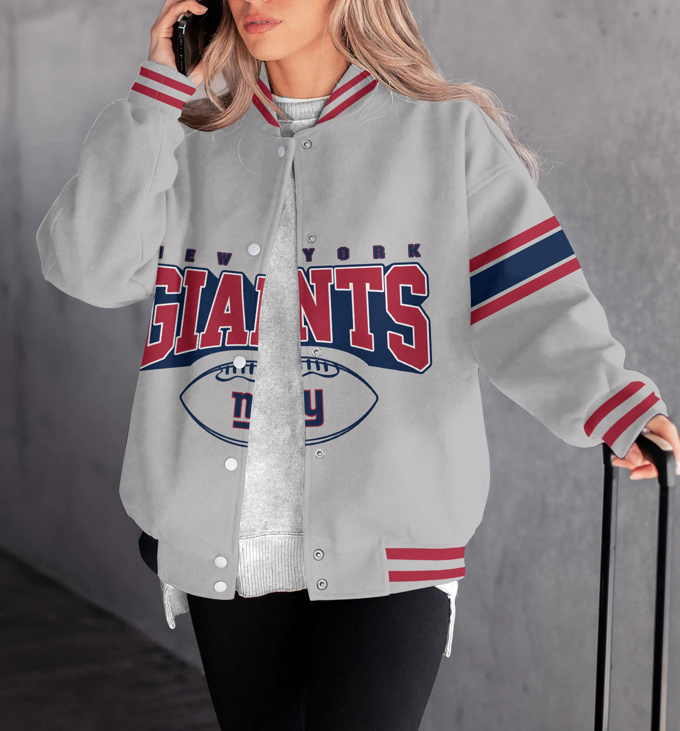 New York Giants Women's Long Pass Full- Snap Casual Jacket