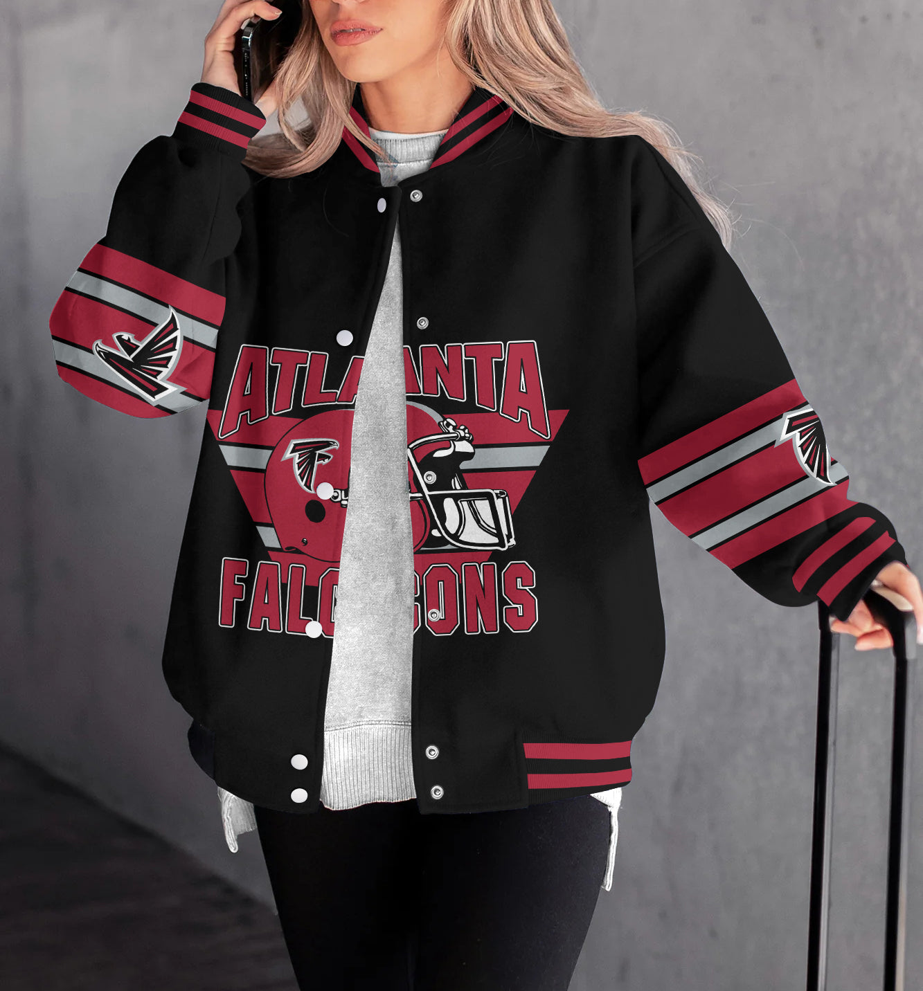 Atlanta Falcons Women's Long Pass Full- Snap Casual Jacket