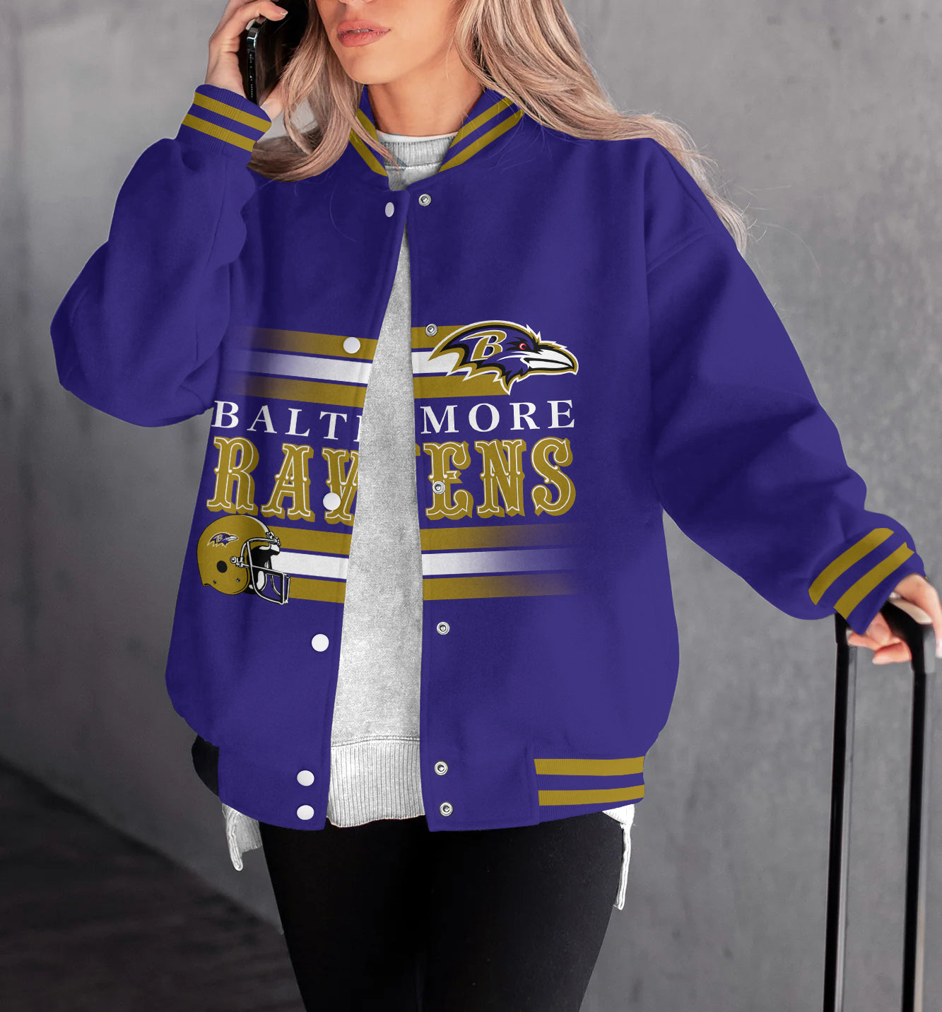 Baltimore Ravens Women's Long Pass Full- Snap Casual Jacket