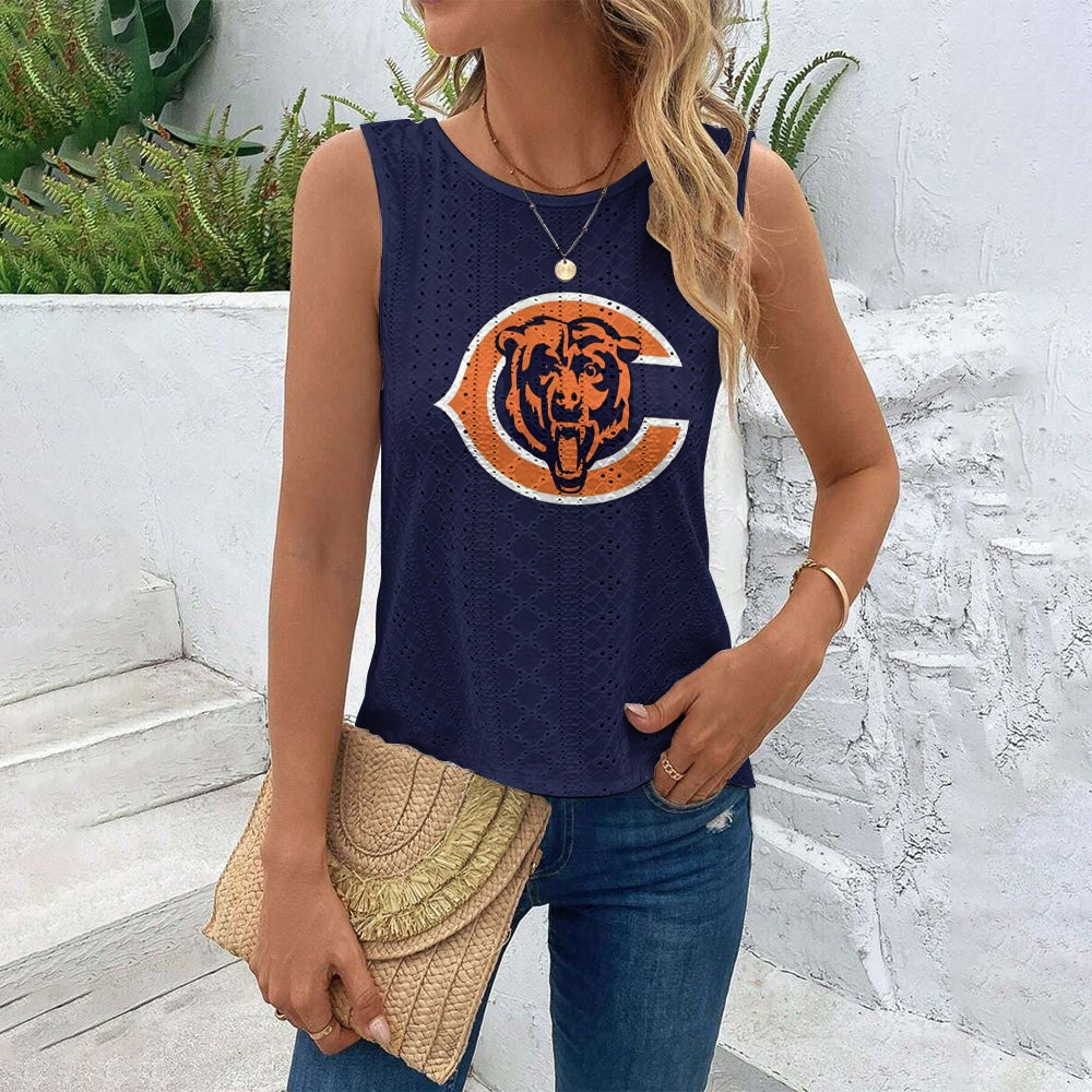 Chicago Bears Cut Out Wrap Cross Wrap Back Asymmetrical Beach Tank Top