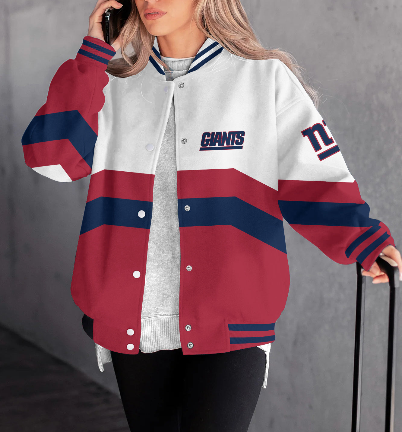 New York Giants Women's Long Pass Full- Snap Casual Jacket