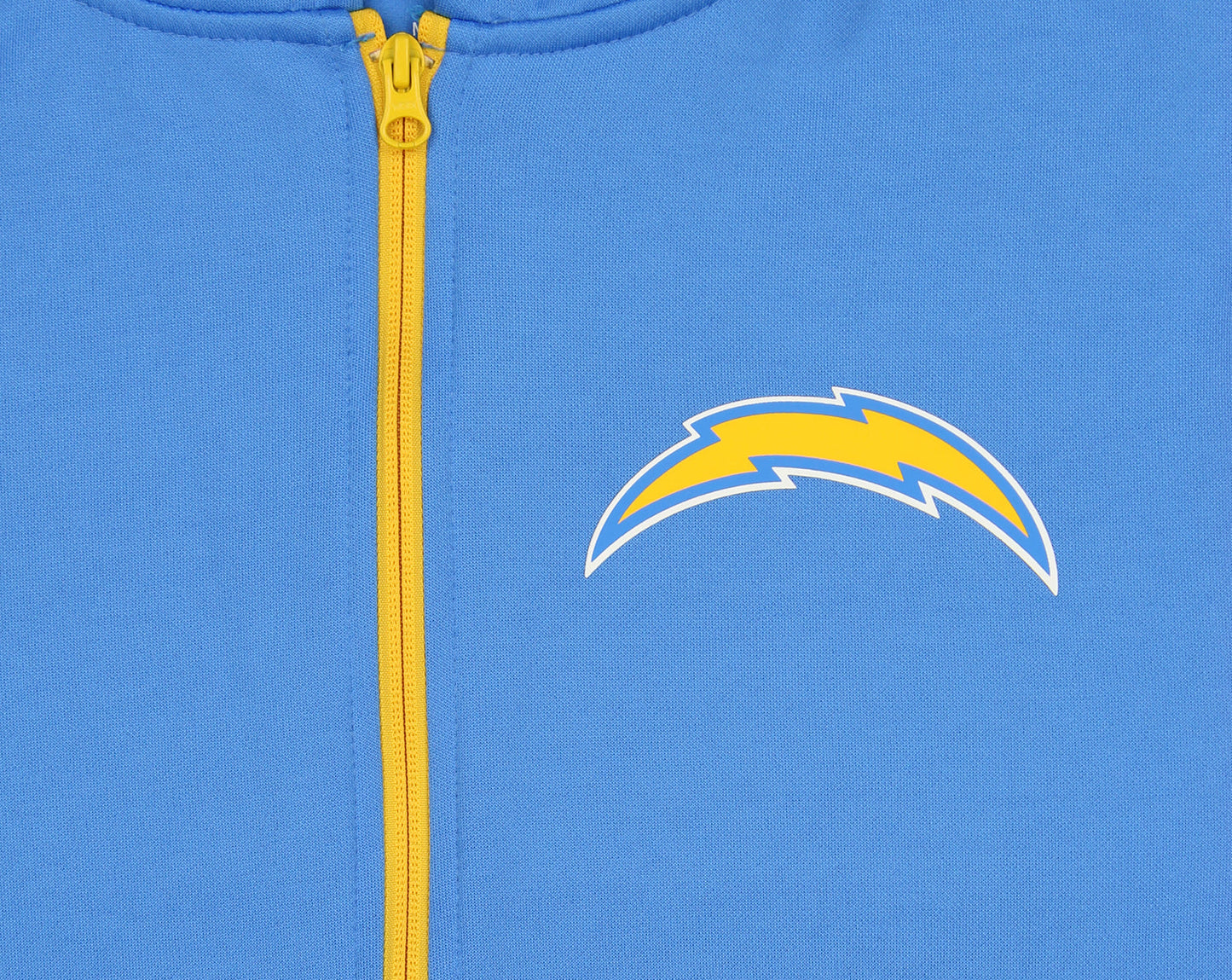 Zubaz NFL MEN'S Los Angeles Chargers Solid Team Color Full Zip Hooded Fleece Poly Sweater With 2-Color Zebra Accent