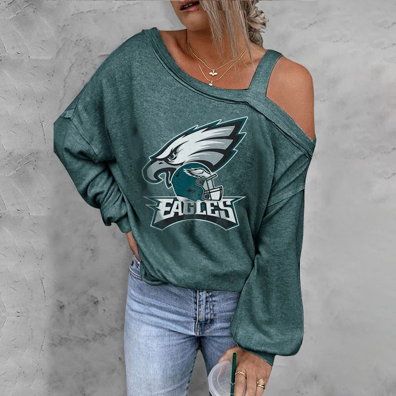 ASYMMETRICAL NECK SHIFT CASUAL LONG SLEEVE TOP