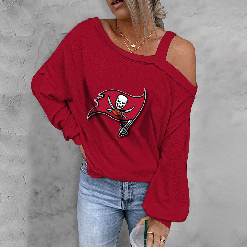 ASYMMETRICAL NECK SHIFT CASUAL LONG SLEEVE TOP