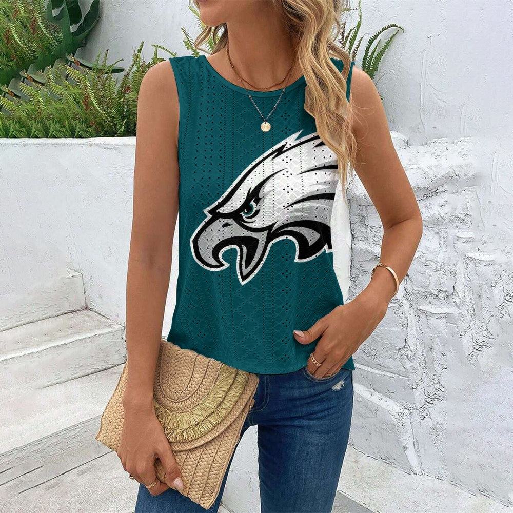 Philadelphia Eagles Cut Out Wrap Cross Wrap Back Asymmetrical Beach Tank Top