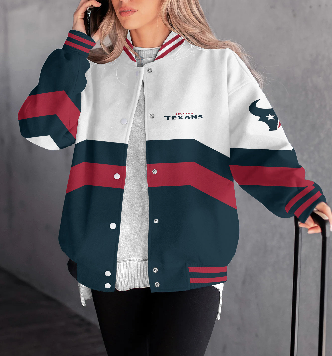 Houston Texans Women's Long Pass Full- Snap Casual Jacket