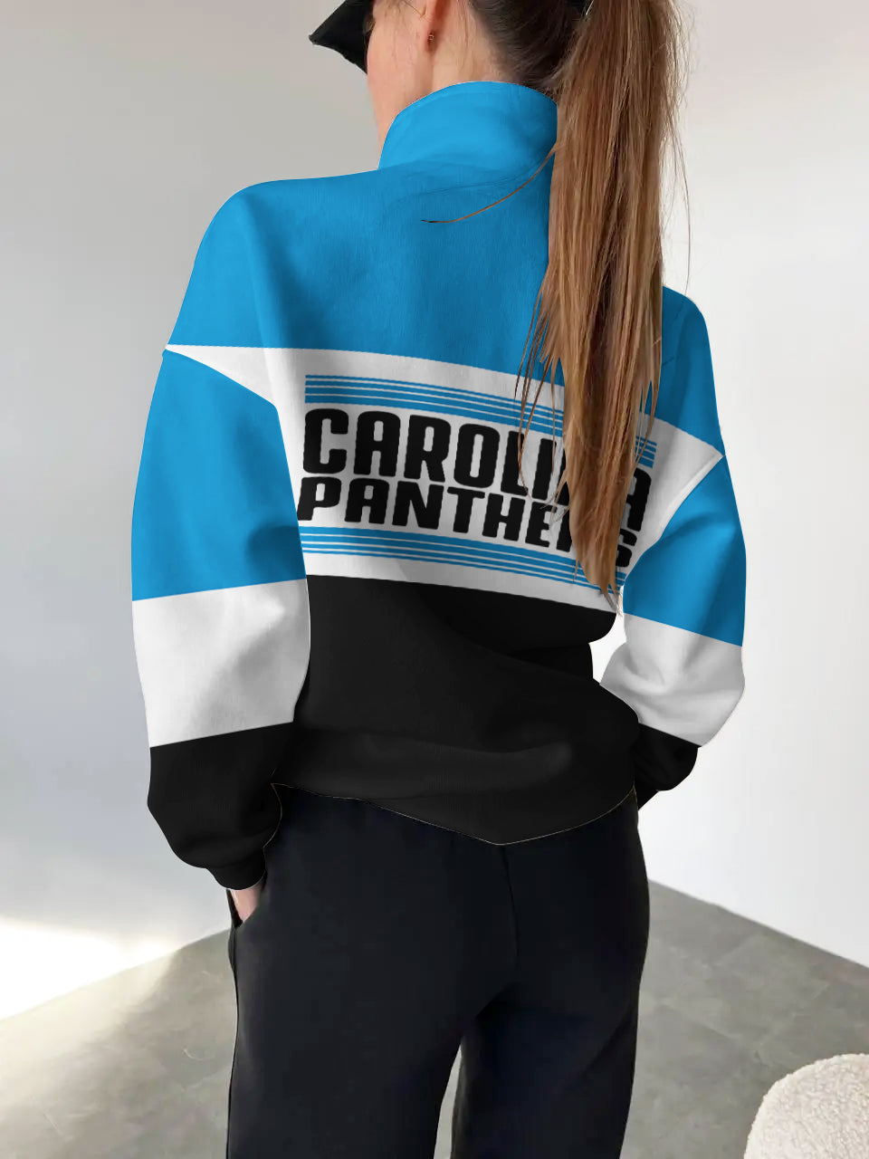 Carolina Panthers 2025 New Design Casual Snap Mockneck Pullover