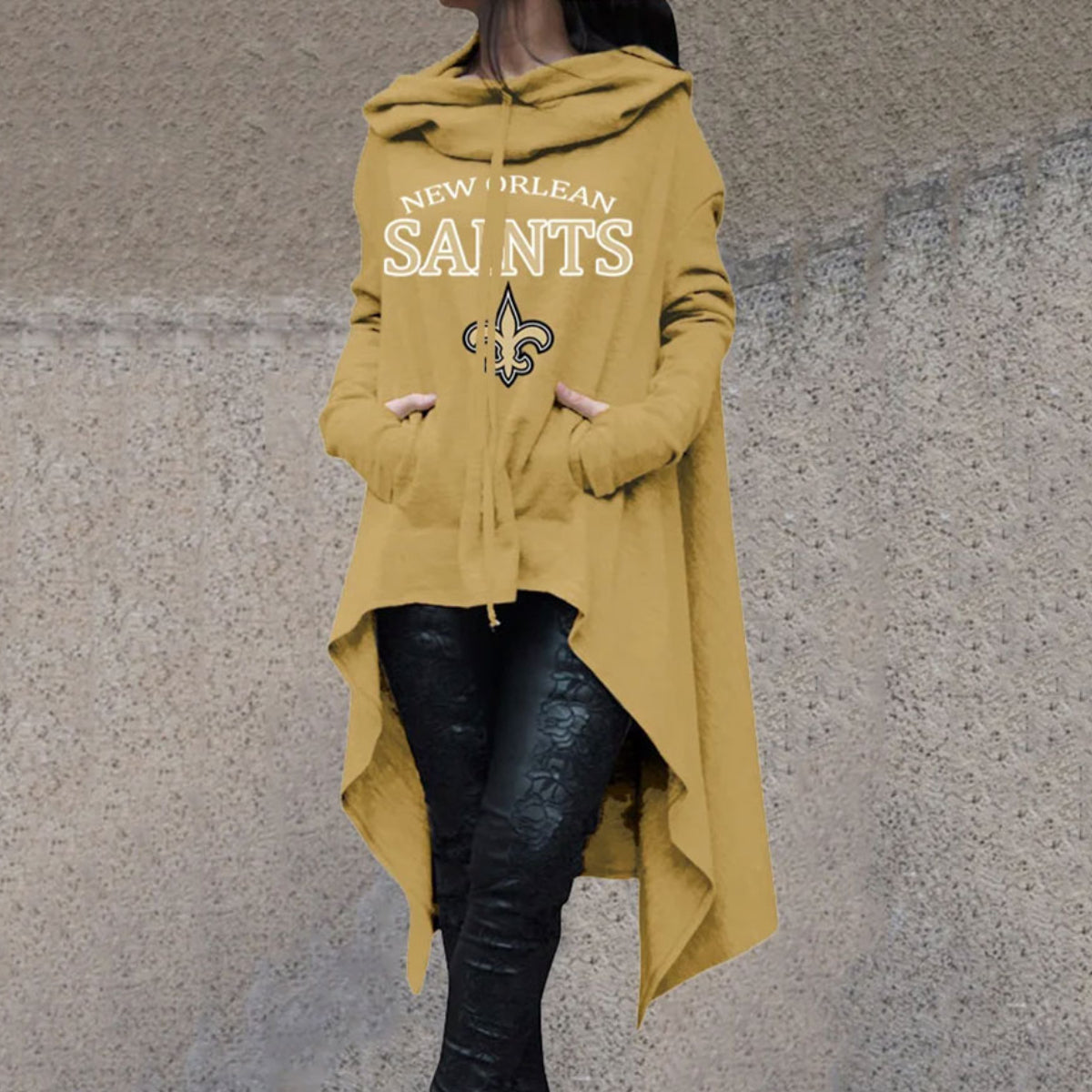 Fashionable Print Irregular Long Sleeve Sweatshirt