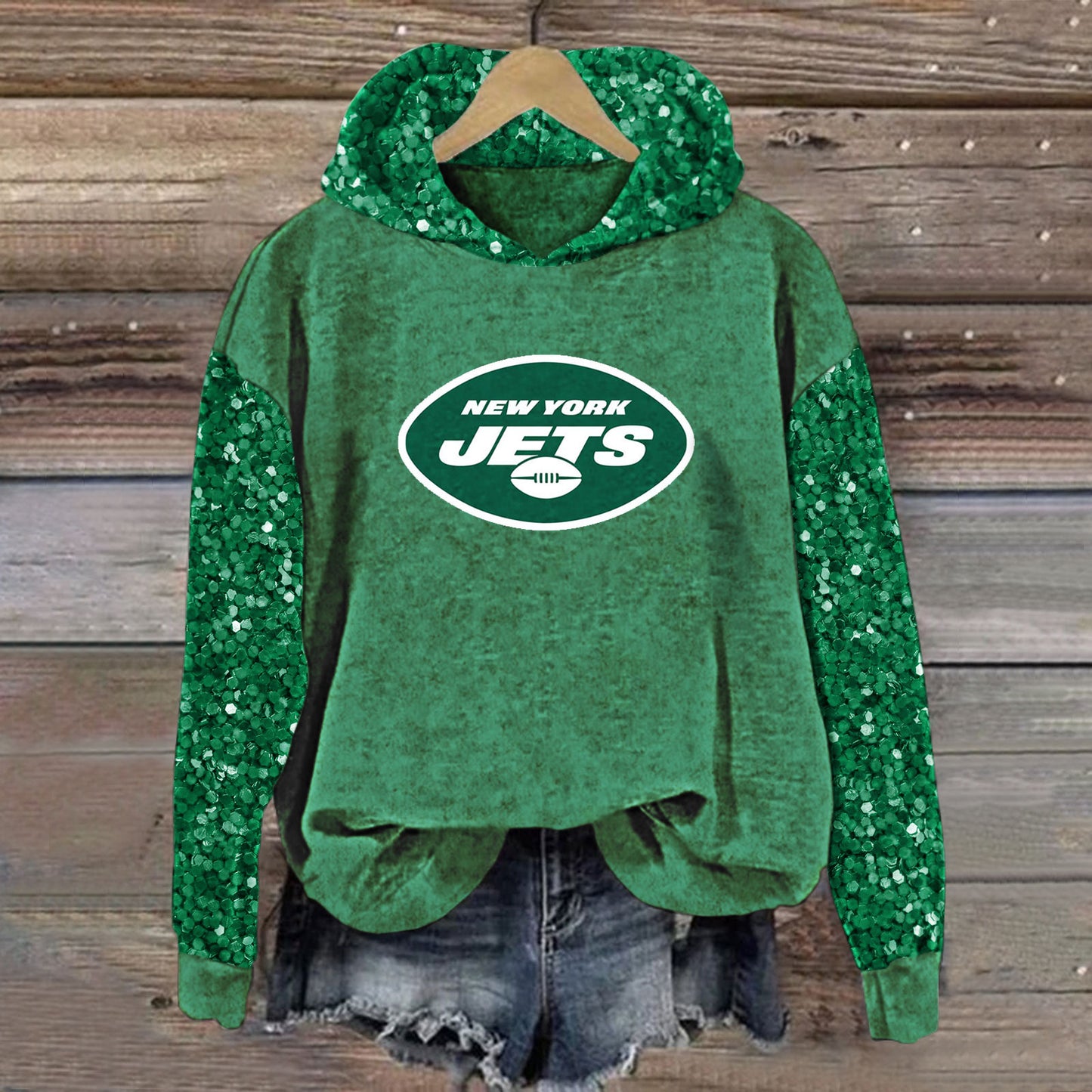 Sequined Sleeves Vintage Hoodie