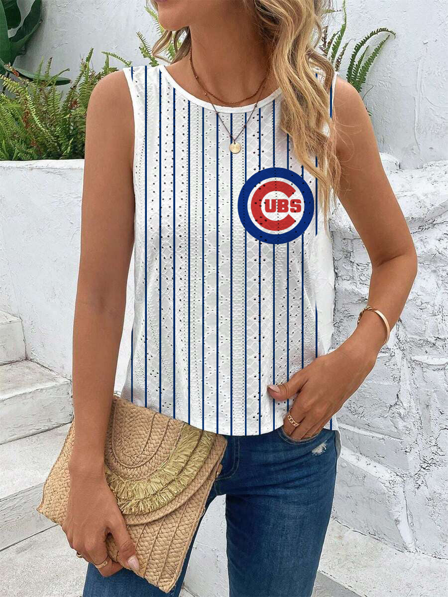 Cubs Cut Out Wrap Cross Wrap Back Asymmetrical Beach Tank Top