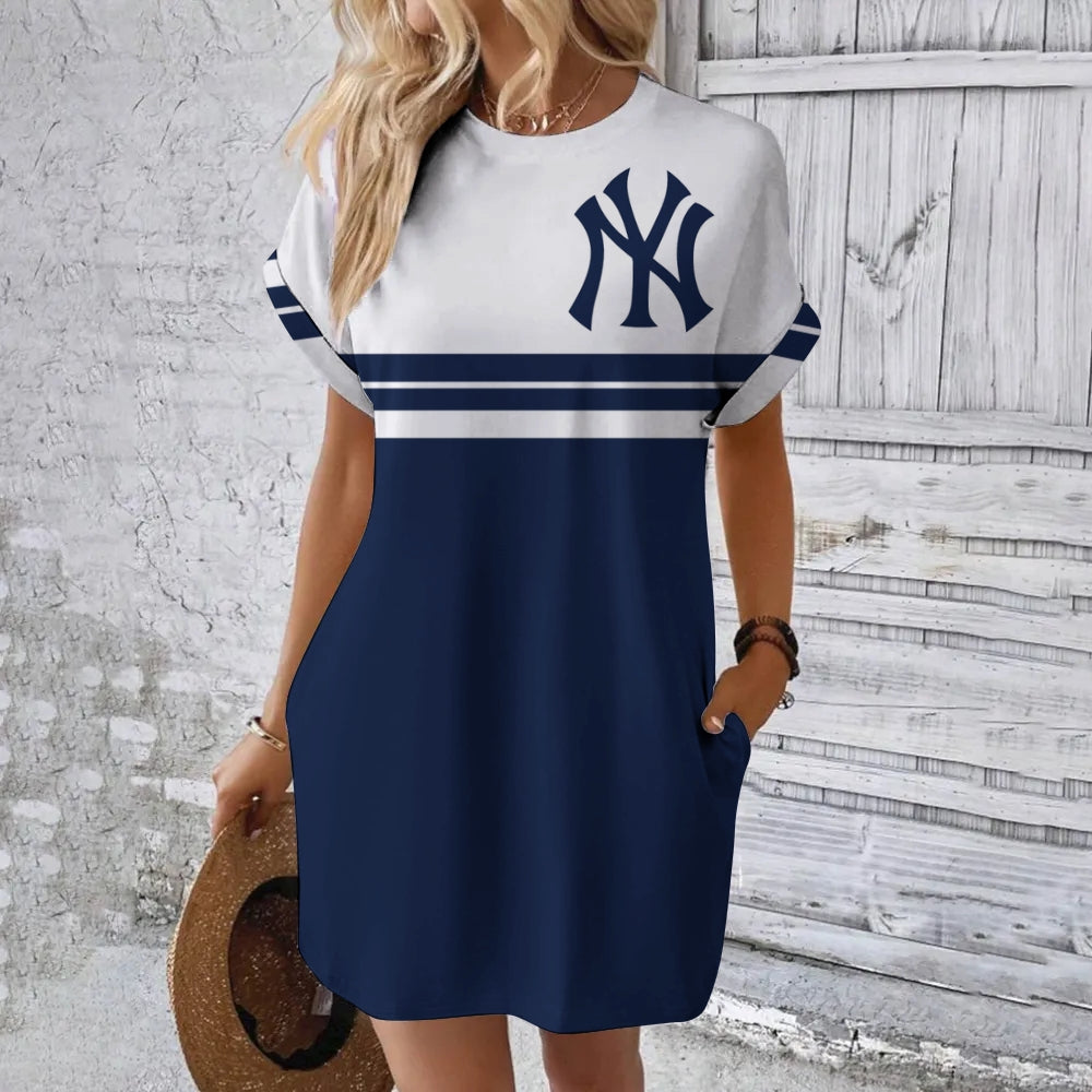 Yankees Hidden Pocket Short Sleeve Tee Dress