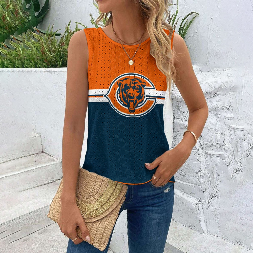 Chicago Bears Cut Out Wrap Cross Wrap Back Asymmetrical Beach Tank Top