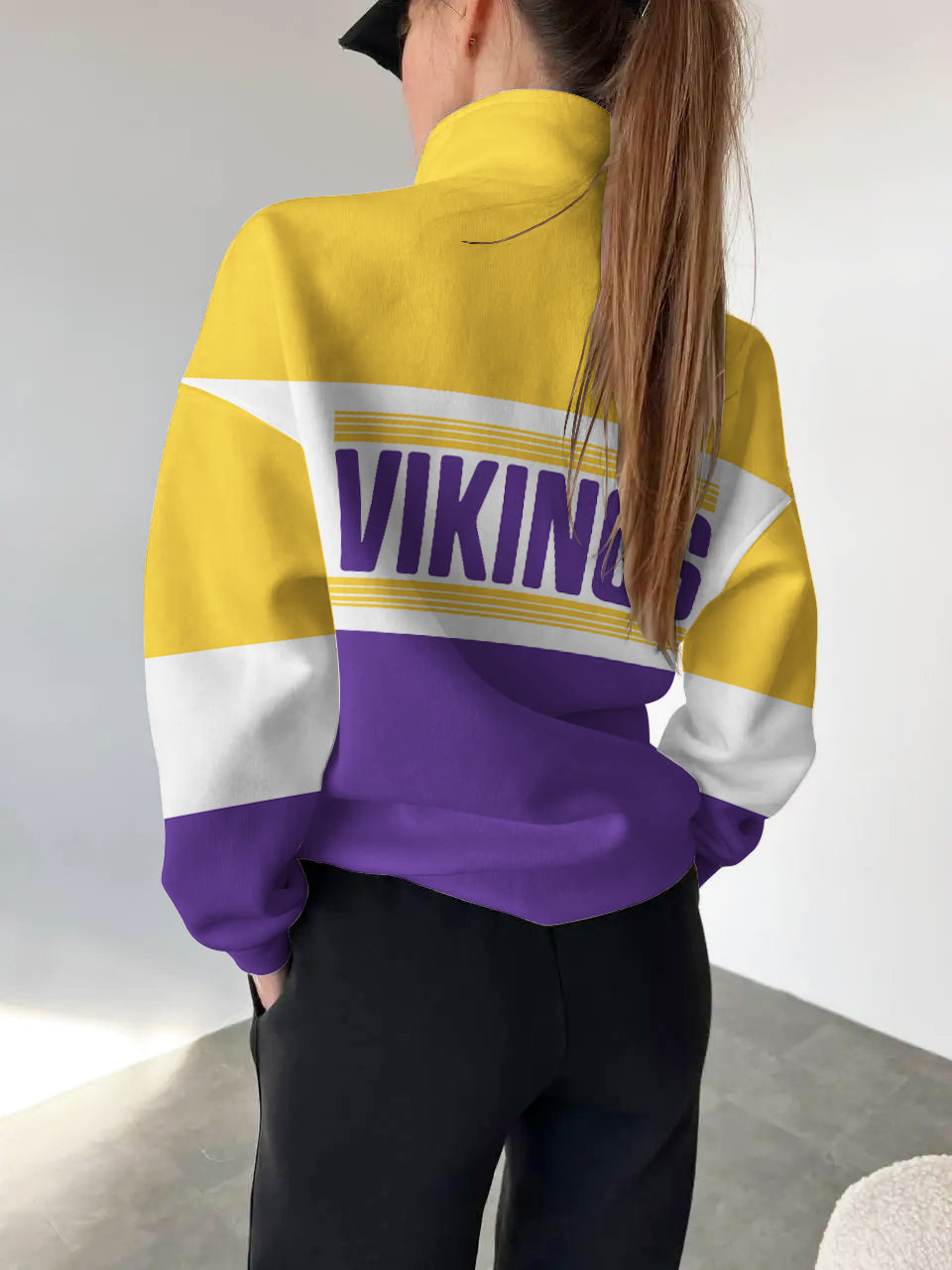 Minnesota Vikings 2025 New Design Casual Snap Mockneck Pullover