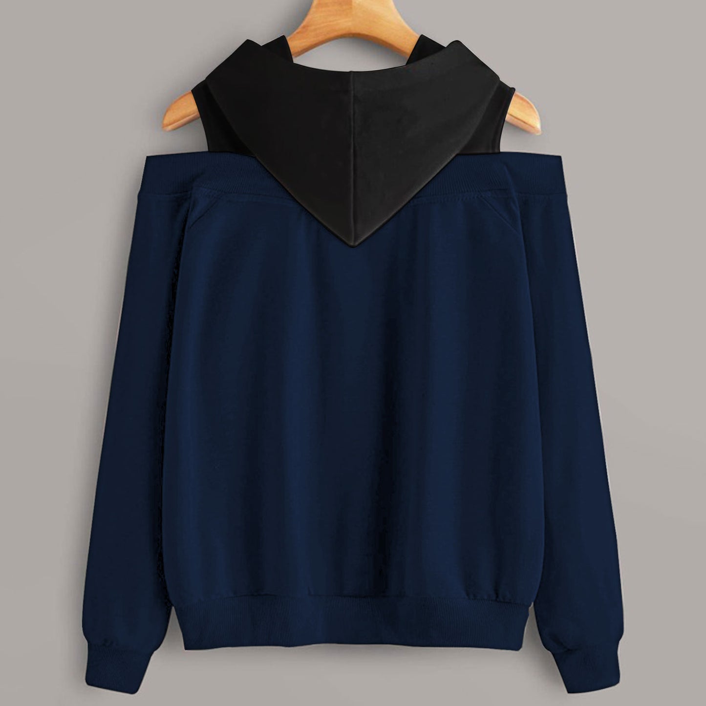 2 In 1 Colorblock Cold Shoulder Hoodie