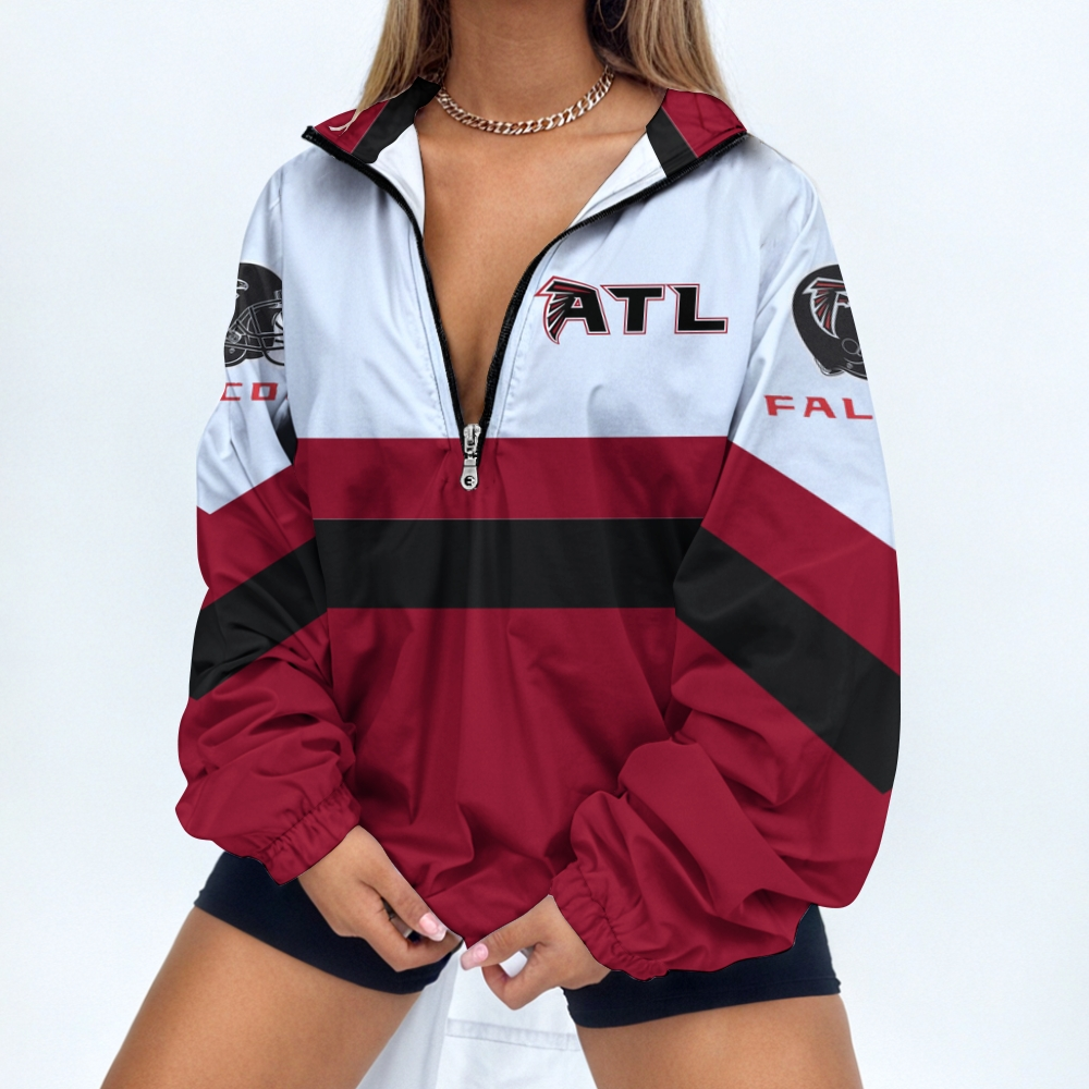 Women's Football Print V Neck Zipper Sweatshirt Jacket