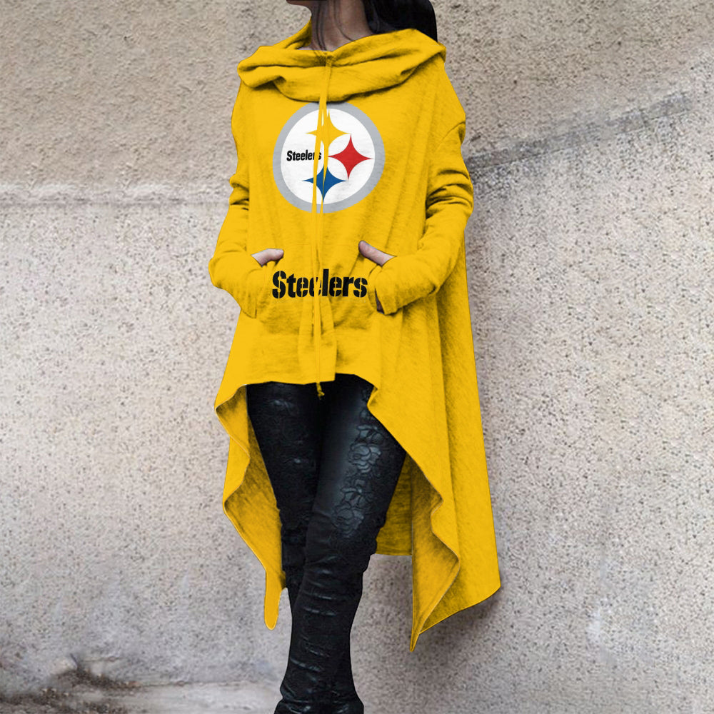 Fashionable Print Irregular Long Sleeve Sweatshirt