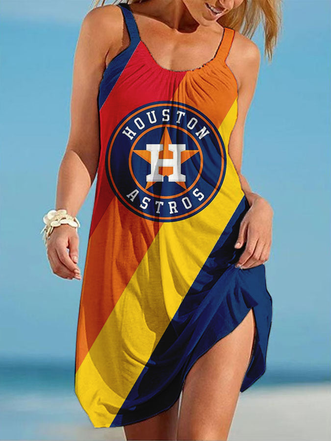 Astros Round neck sleeveless printed dress